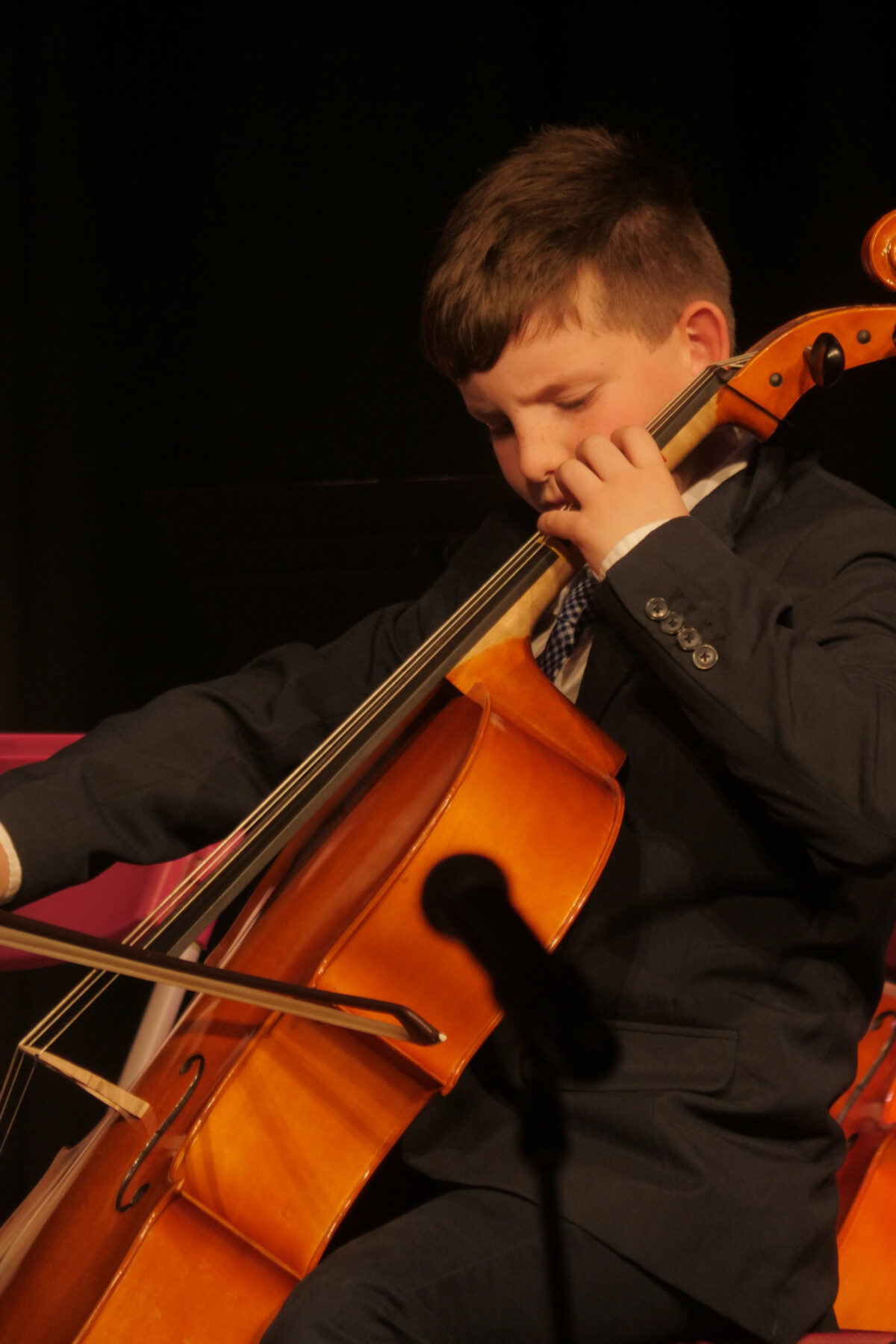 Group of students playing the violin and cello