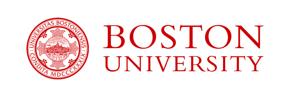 Boston university logo on a black background.
