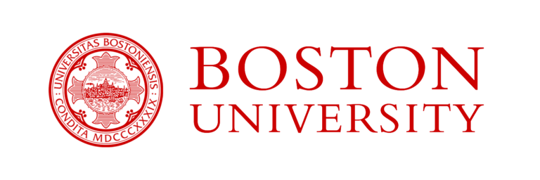 Boston university logo on a black background.