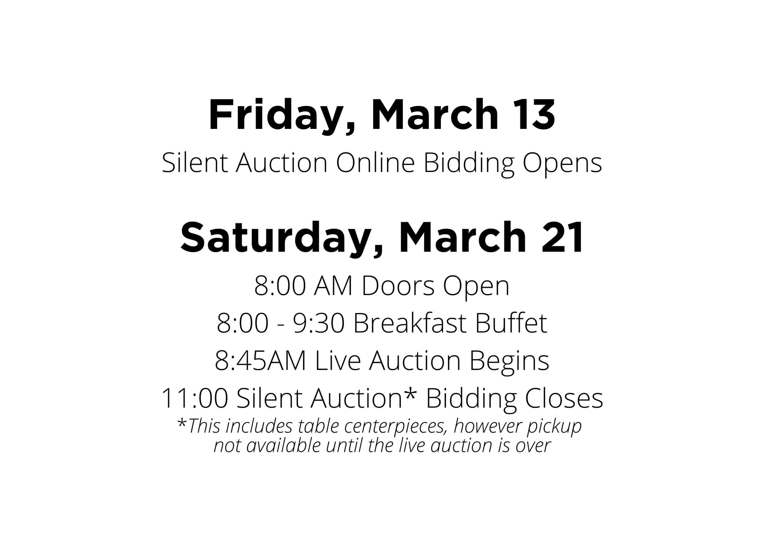 Portsmouth Christian Academy's 31st Annual Auction | March 21, 2026 Schedule of Events
