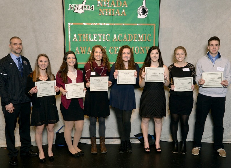 Pictured left to right: Athletic Director Derek Summers, Lauren Taylor, Rebecca Poole, Charlotte Kohl, Rebecca Heidt, Emily Brashear, Amelia Sheedy, and Joseph Towle. Not pictured are Scholar Athletes Jeremy Johnson and Nick Wakeman 